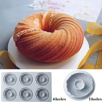 1/6 Отверстий Спиральное кольцо Кулинарная Силиконовая форма для выпечки, чашки, форма для выпечки кексов, форма для выпечки кухонного хлеба, инструмент для украшения торта