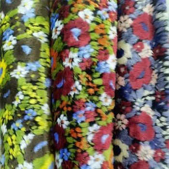 1 ярд красочной ткани из кроличьего меха с цветочным рисунком, плюшевой ткани из искусственного меха, дизайнерского пальто, шерстяного одеяла, ткани для одежды