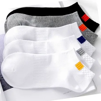 10 штук = 5 пар/лот, Летние хлопковые мужские короткие Носки, Модные дышащие мужские носки-лодочки, Удобные повседневные Носки, Мужские белые горячие
