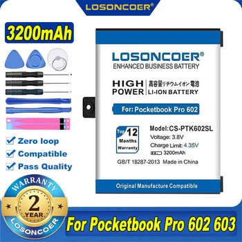 100% Оригинальный аккумулятор LOSONCOER 3200 мАч CS-PTK602SL 1ICP4/40/60 1S1P для Pocketbook Pro 602 603/612/902/903/912/920 920.W