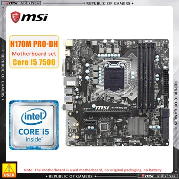 1151 Комплект материнской платы MSI H170M PRO-DH + I5 7500 cpu intle H170 4x DDR4 64GB PCIe 3.0 SATA III USB3.1 HDMI Micro ATX