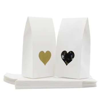 200шт Подарочные Пакеты Из Крафт-Бумаги В Форме Сердца С Прозрачным Окном Из ПВХ Для Свадебной Вечеринки, Шоколадных Конфет, Упаковочных Коробок для Торта 8x5x16cm