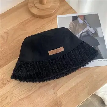 2022 Новая женская осенне-зимняя модная рыбацкая шапка из утолщенного теплого меха, корейская версия универсальной замшевой шляпы-горшка