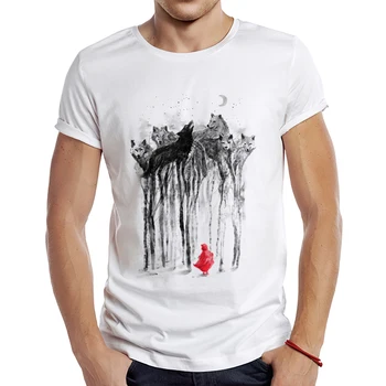 2023 Мужская футболка с коротким рукавом в стиле Wolf Forest, крутые топы с принтом, хипстерская футболка