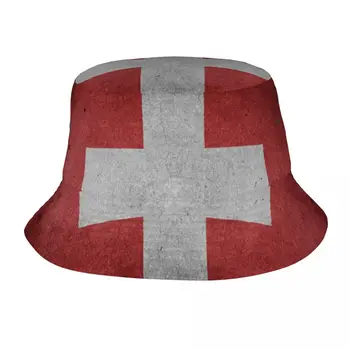 2023 Мужчины Женщины Лето Флаг Швейцарии Винтажная Панама Боб Рыбацкая Шляпа Для Путешествий На Открытом Воздухе Солнцезащитный Козырек Мода Панама