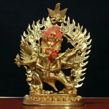 21 см Подлинная бронзовая Куколка Ваджра Махакала Боддхисаттва Буда Статуи Будды