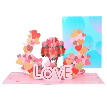 3D Набор поздравительных открыток с романтическим деревом в виде сердца, аксессуары для открыток с рукописным текстом для подарка детям на новогодний праздник