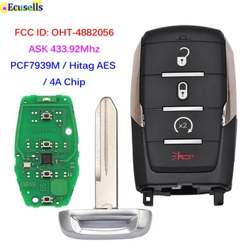 4 Кнопки Smart Prox Remote Key ASK 433,92 МГц PCF7939M Чип HITAG AES 4A для пикапа Dodge Ram 1500 2019 2020 FCC ID: OHT-4882056