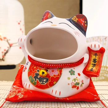 8-дюймовая керамическая коробка конфет Maneki Neko Lucky Cat Копилка для денег Piggy Bank Fortune Cat для хранения закусок