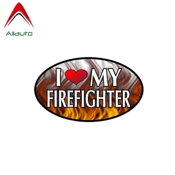 Aliauto Забавная Автомобильная Наклейка I Love My Firefighter Accessories Cover Scratch ПВХ Наклейка для Priora Suzuki Logan Peugeot, 12см * 7см