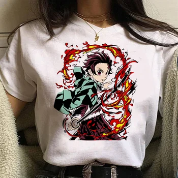 Demon Slayer Kimetsu No Yaiba футболка женская аниме дизайнер Y2K топ женский аниме y2k дизайнерская одежда