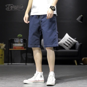 FOJAGANTO 2022 Летние Мужские Японские Шорты Трендовый бренд, Однотонные Короткие брюки, Свободные Хлопковые повседневные шорты с прямой стиркой, мужские