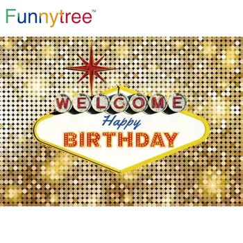 Funnytree Welcome, Вечеринка с Днем рождения, Золотой Фон, Блестящее Украшение мероприятия, Юбилейное украшение, Фоновая Фотосессия