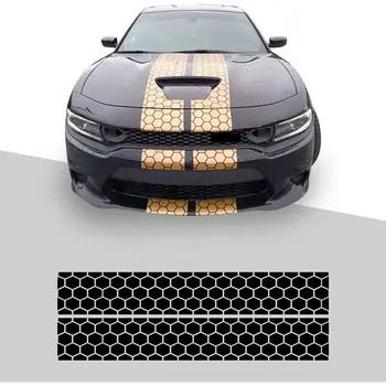 Honeycomb Stripes Racing Dual для наклейки на кузов автомобиля, виниловая наклейка в полоску для украшения автомобилей (черная)
