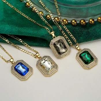 Mafisar Новое Роскошное ожерелье-цепочка с квадратным кулоном из меди и циркона в стиле хип-хоп, модные нежные высококачественные Женские украшения для вечеринок