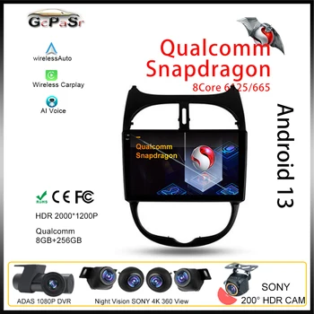  Qualcomm Android Auto для Peugeot 206 2000-2016 Авторадио Мультимедиа автомобильная видеонавигация GPS стереомонитор WIFI Без DVD 2Din