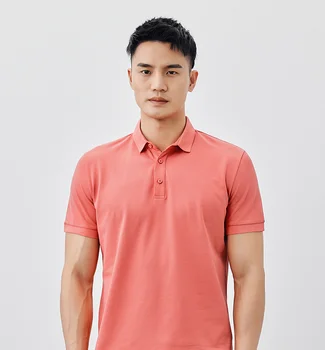 W4135 -Мужская повседневная рубашка поло с короткими рукавами, мужская летняя новая однотонная футболка с отворотом и короткими рукавами.