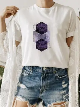 Абстрактный акварельный тренд, летняя одежда, Модная футболка с круглым вырезом, женская футболка с коротким рукавом и графическим принтом, футболка с принтом
