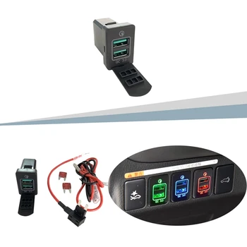 Автомобильная быстрая зарядка 3 Порта зарядки Зарядное Устройство Двойной USB адаптер для Mitsubishi Outlander 3 2018 2019 Синий свет