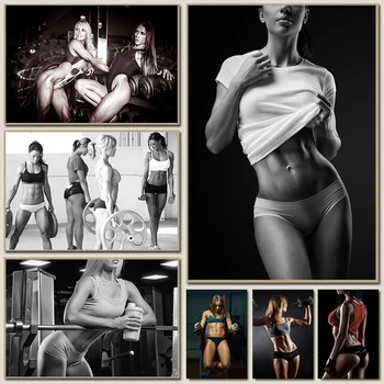 Бодибилдинг, фитнес, Вдохновляющая сила, мышцы, сексуальные женщины, художественный плакат на холсте с принтом Для украшения гостиной, стены дома
