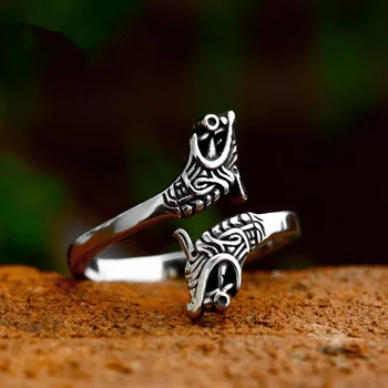 Винтажные женские кольца с двойной головой дракона из нержавеющей стали в стиле Панк для бойфренда, ювелирные изделия для байкеров, Креативный подарок оптом