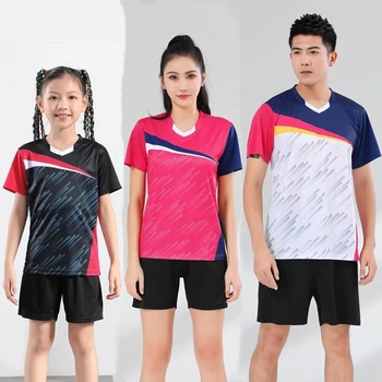 Детские Мужские теннисные рубашки, шорты, Женская форма для бадминтона, Майка для настольного тенниса для мальчиков и девочек, Тренировочный футбол, повседневная спортивная одежда