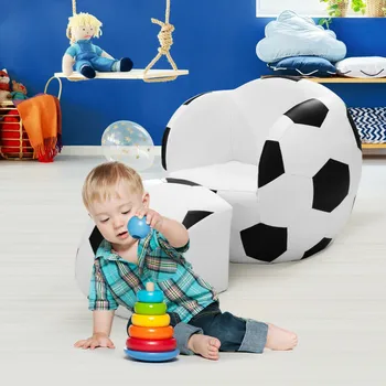 Детский Диван в форме Футбольного Мяча с пуфиком