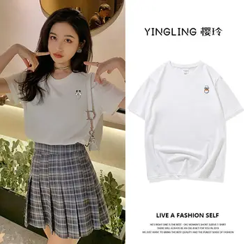 Женская футболка с короткими рукавами и принтом Disney Mickey, весна и лето 2022, Новый модный топ свободного кроя в корейском стиле