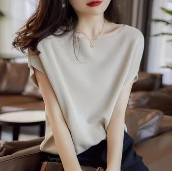 Женская футболка свободного кроя, корейская версия трикотажной рубашки