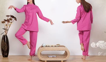 женские белые/розовые костюмы для йоги из хлопка и льна высшего качества, одежда для медитации дзен, повседневная одежда, униформа для тайцзи кунг-фу