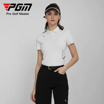 Женские футболки для гольфа PGM, спортивная одежда для отдыха, Летняя женская одежда с коротким рукавом, быстросохнущая Дышащая YF561 Оптом