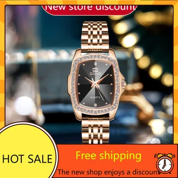 Женские часы в европейском и американском стиле в стиле ретро с квадратным стальным ремешком, инкрустированным бриллиантами, женские часы