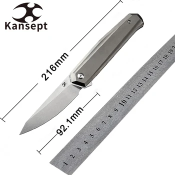 Карманные складные ножи Kansept Integra K1042A2 Stonewashed M390 с рукояткой из анодированного бронзой титана для кемпинга охоты EDC