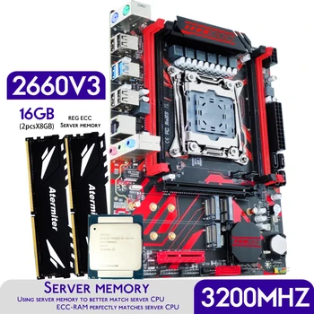Комплект материнской платы Atermiter D4 с процессором Xeon E5 2660 V3 LGA2011-3 2шт X 8 ГБ = 16 ГБ 3200 МГц DDR4 Memory REG ECC RAM