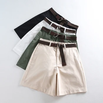 Корейские шорты Женские летние повседневные длинные шорты с высокой талией Женские шорты для девочек Зеленые Белые Черные шорты Feminino