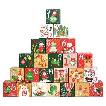 Коробки с рождественским адвент-календарем 24шт для упаковки рождественских небольших подарков