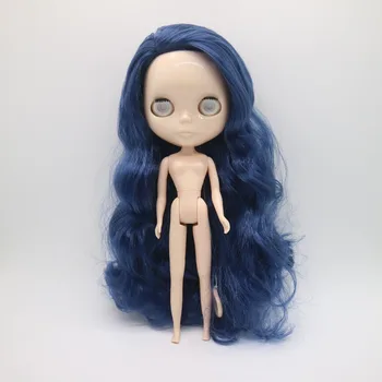 Кукла без глаз и чипсов Nude blyth для DIY 20170918 с голубыми волосами