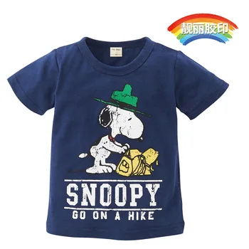Летняя детская одежда Snoopy 2022, хлопковая футболка с круглым вырезом и короткими рукавами с героями мультфильмов, топы для мальчиков и девочек