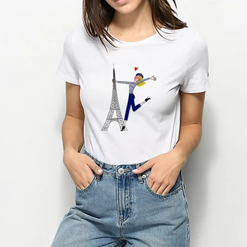 Летняя живая милая женская футболка с принтом Tales Of Paris, увлекательная модная забавная футболка в стиле харадзюку, изящная винтажная футболка