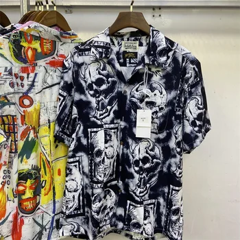 Летняя модная рубашка WACKO MARIA 22SS Skull Ghost, мужская и женская рубашка 1: 1, высококачественная Повседневная футболка с коротким рукавом