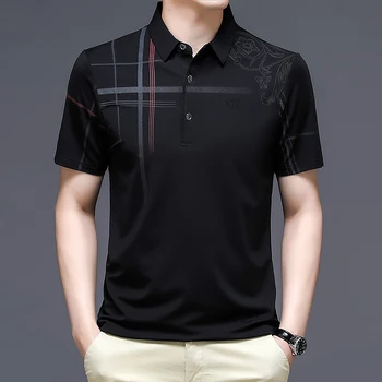 Летняя мужская рубашка поло с короткими рукавами 2023, деловая повседневная рубашка, воспитывающая моральный облик, мужская классическая рубашка с отворотом