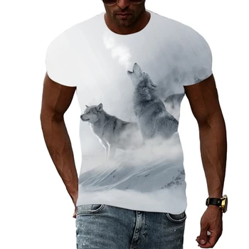 Летняя мужская футболка с 3D изображением животного Волка, модный повседневный тренд, футболки с короткими рукавами и индивидуальным принтом, уличная одежда в стиле хип-хоп харадзюку