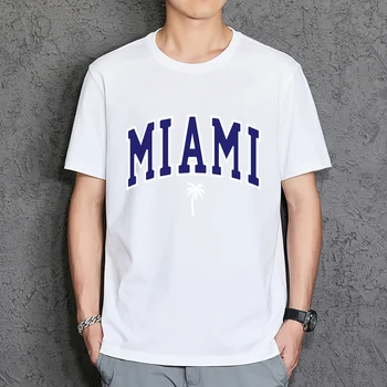 Майами Флорида, США, Мужские футболки Harajuku, Футболки Большого размера, Удобные хлопковые футболки, Модные Мужские футболки С круглым вырезом