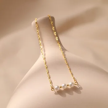 Модное женское короткое ожерелье с покрытием из золота 18 карат, простая жемчужная подвеска, украшения для повседневной носки, элегантные женские аксессуары OL.