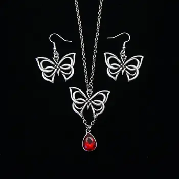 Модные выдолбленные серьги-бабочки, ожерелье, женские очаровательные ювелирные изделия