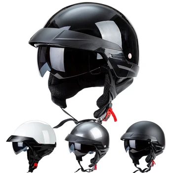 Мотоциклетный Шлем Half Face Cruiser Для мотогонок Высококачественный Ретро-шлем для езды на Электрическом Скутере В подарок для мотоцикла Capacete
