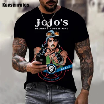Мужская Женская новая модная повседневная летняя мужская футболка с принтом 3D аниме JoJos Bizarre Adventure, крутая футболка оверсайз в стиле хип-хоп