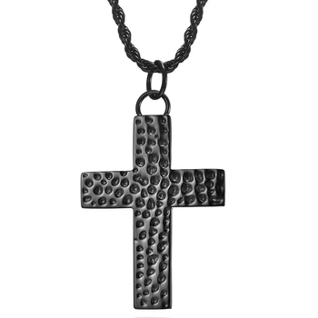 Мужская подвеска в виде креста с ручной чеканкой из титановой стали, Новое ретро-ожерелье с биркой из нержавеющей стали, ожерелья-бижутерия
