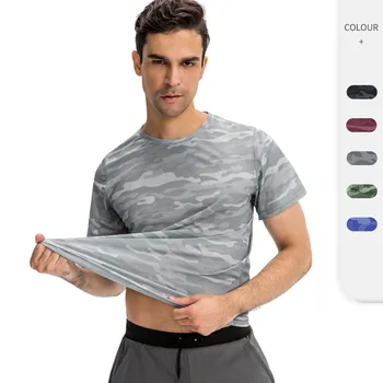 Мужская спортивная свободная футболка с камуфляжным рисунком для бега, Быстросохнущие дышащие футболки с коротким рукавом
