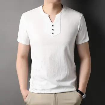 Мужская хлопковая льняная футболка COODRONY Crewneck с коротким рукавом, винтажный принт в китайском стиле, Национальный тренд, дышащий топ R5037